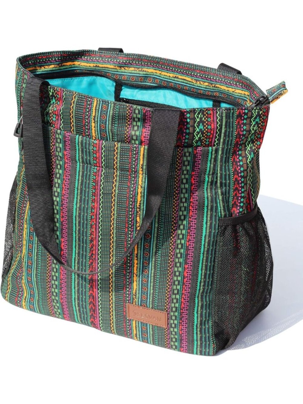 Floral Tote Bag - Large Shoulder Bag with Multi Pockets for Gym, Travel & Beach